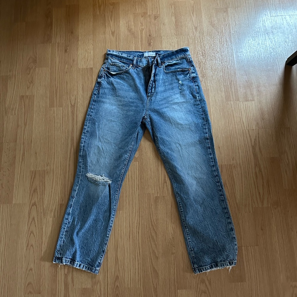 Loft High Waist Straight Crop Jeans